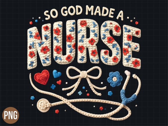 Crochet Nurse Stethoscope Floral PNG