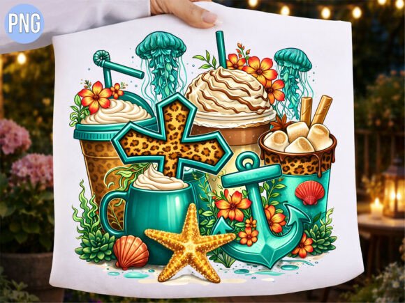 Elevating Summer Design Projects with the Summer Beach Anchor Coffee Starfish PNG