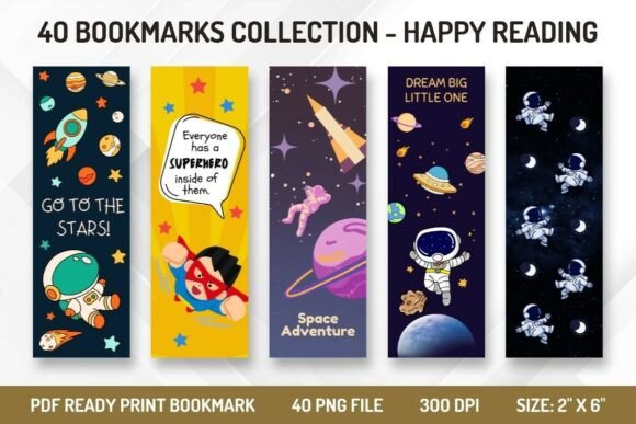 Enhancing Literary Engagement with the 40 Printable Bookmark Graphic Collection