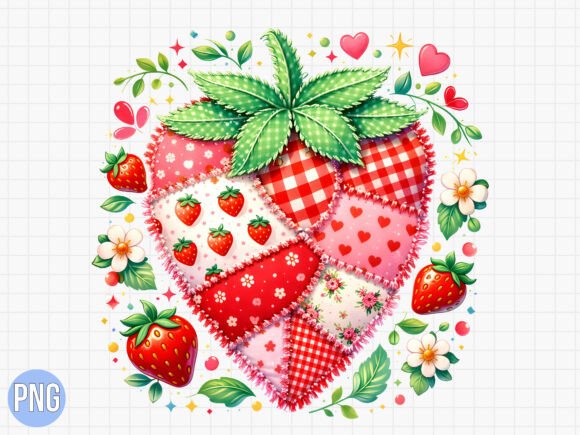 Evaluating the Patchwork Strawberry Heart T-shirt Png for Creative Projects