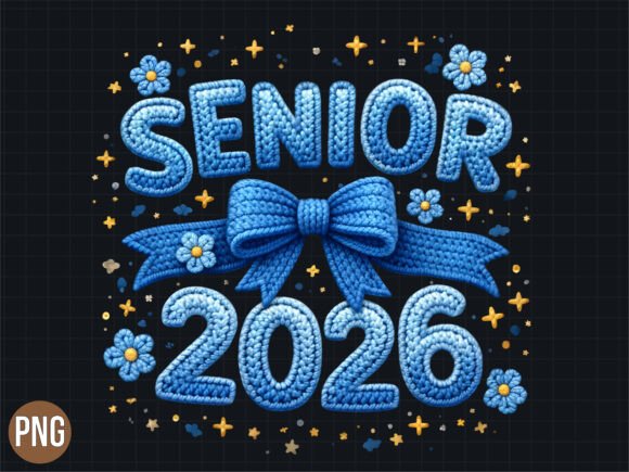Senior 2026 Graduation Blue Bow PNG Design