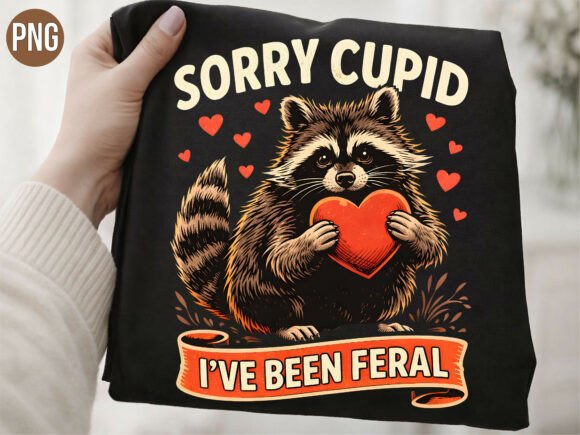 Sorry Cupid Feral Raccoon Valentine PNG