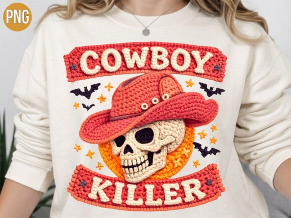 Unleash Spooky Style with the Cowboy Killer Halloween Skull Hat PNG